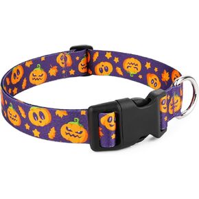 PET Halloween Dog Collar for Extra Small Dog - Purple Dog Collars Cute Pumpkin Puppy Collar, Soft Adjustable Dogs Collar for Male Female Girls Boys Dogs, Jack-O'-Lantern Dog Collars - XS