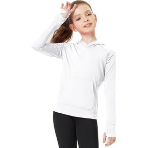 FitsT4 Sports Kids UPF50+ Sun Shirt with Pockets Thumbholes Girls Lightweight Quick Dry UV Protection Long Sleeve Hoodie in Kuwait