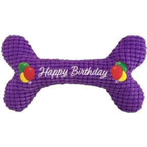 Petlou Pet Plush Chewy Bone, Squeaky Bone for Dogs and Cats in Different Size (16 Inch Birthday Bone)