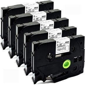 NEOUZA Compatible Label Tapes Replacement for Brother TZe-221 TZ-221 Laminated 0.35" 26.2ft (9mm x 8m) Black on White Work with P-Touch PT H100 H110 D210 D400AD 1290, 5 Pack