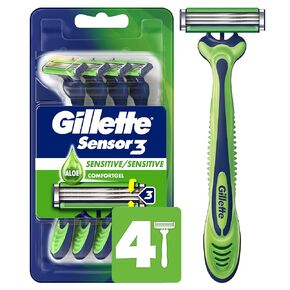 Gillette Sensor3 Sensitive Disposable Razors for Men, Enhanced Lubrastrip Glides Easily Over Your Skin, 8 Count (Pack of 2)