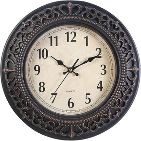 Tebery 12-Inch Silent Quartz Rose Gold Clock, Battery Operated Decorative Wall Clock for Living Room Home Office School