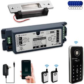 Olideauto Front Door WIFI Smart Fingerprint Electronic Card ReadersKit,Wireless Access Control Locking Kit for Home Office Door,with Wireless Fingerprint Access Keypad+Electric Strike+Wireless FoB Key
