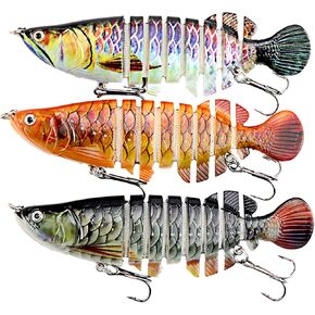Fishing Lures for Freshwater and Saltwater, Lifelike Swimbait for Bass Trout Crappie, Slow Sinking Bass Fishing Lure, Amazing Fishing Gifts for Men, Must-Have for Family Fishing Gear