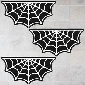 Timgle 3 pcs Spider Web Indoor Halloween Rug Black Kitchen Rugs Goth Bath Mat Spooky Non Slip Doormats Carpet for Kitchen Bathroom Front Door Porch Outdoor Office Laundry Accessories Gifts