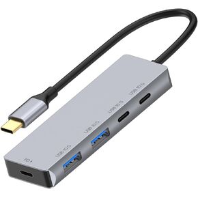 USB C 3.2 Hub 10Gbps, 4 Ports USB 3.2 HUB with 2 USB-C 3.2 and 2 USB-A 3.2,PD 100W Fast Charging for MacBook Pro, MacBook Air, Acer Laptops, HP Laptops, iPad Pro More.(Frosted Silver)
