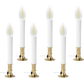 Creative Hobbies® Pack of 6 Electric Window Candle with On/Off Switch, Light Bulb, Brass Plated Base, Ready to Use