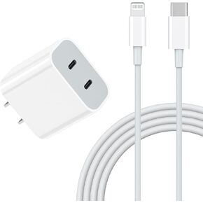 iPhone Charger, USB C Fast Charger Dual Ports 25W USB C Wall Charger with 20W 3FT USB C to Lightning Cable MFi Certified Type C PD Charger for 12/11/XS/XR/X/ 8/7