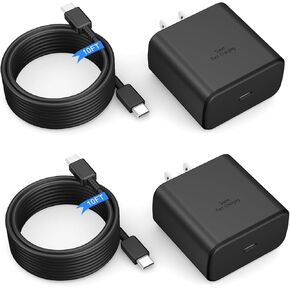 45w Super Fast Charger Type C, USB C Wall Charger for Samsung Galaxy S24 Ultra/S24+/S24/S23Ultra/S23+/S23/S22 Ultra/S22+/S22/S21/S20/S10/S8+/S8/Note 20/Note 10 with 10FT Cable, 2Pack