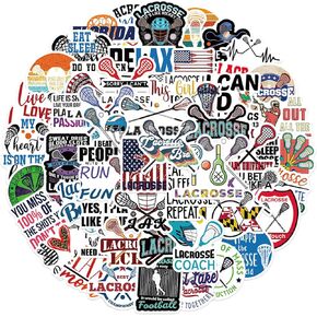 50 Pcs Lacrosse Stickers Waterproof Vinyl Decals for Water Bottles Laptop Luggage Cup Computer Mobile Phone Skateboard Guitar Decor[ Hockey Stickers ] (Lacrosse), Chroma