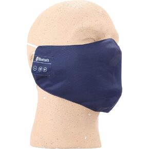 SAKAR FaceTech Bluetooth Face Cover, Wireless Music Cover with Adjustable Straps and Rechargeable Battery, Built in Speaker for Calls and Music, Machine Washable, Dark Blue (PTH1785-DBL-STK-200)