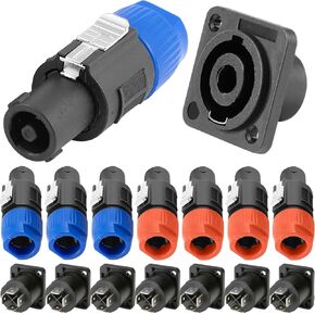 NL4FC for Speakon Audio Connector 4 Pole Male Plug Female Panel Mount Socket Speaker Twist Lock Adapter for Neutrik for Speakon NL2FC NL4FX NLT4X NL4FC NA4LJ NA4LJX Amplifier, 16 Pcs