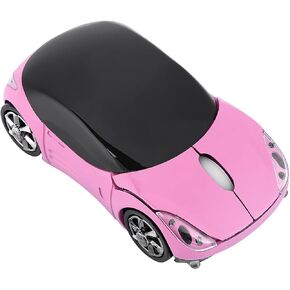 2.4G Wirelesss Mouse Pink, 1600DPI Car Mouse with USB Receiver, Cute Computer Mouse Compatible with Win XP/Vista/Win 7/ME/2000/ Mac OS or Later
