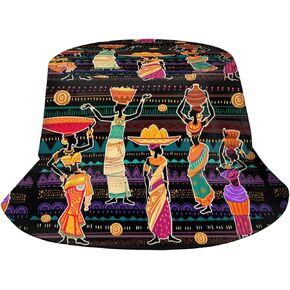 African Bucket Hat African Art Fisherman Hat African Womens Bucket Hat for Fishing Hiking Camping