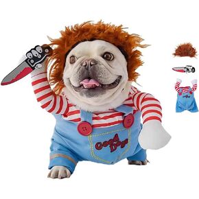 Chucky Dog Costume Funny Dog Halloween Costumes Pet Deadly Doll Dog Clothes Cosplay Outfit for Small Medium Large Dogs (Medium)