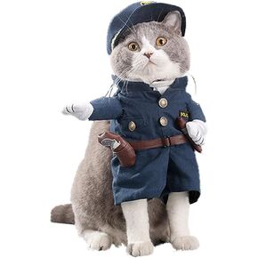 Pet Dog Cat Policeman Costume, Pet Halloween Christmas Cosplay Funny Apperal for Small Dog Cat Puppy (Large)