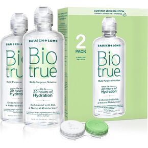 Biotrue Contact Lens Solution, Multi-Purpose Solution for Soft Contact Lenses, Lens Case Included, 10 FL OZ (Pack of 2)