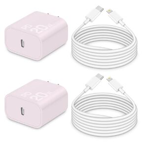 i Phone Charger 10 Ft Fast Charging [MFi-Certified] 2-Pack 20W PD Fast Charger with 6Ft Fast Charging Cable, Type C Fast Charging Block & Fast Charger Cord for i Phone 14/13/12/11, i Pad [Purple]