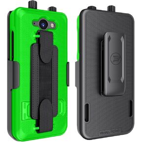 Case Compatible with Sonim XP5PLUS (XP5900) (Knob and No Knob Versions), Case and Belt Clip Holster Combo with Handstrap, Kickstand and Screen Protector (Black)