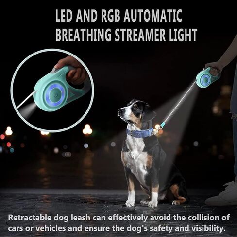 Dog Leash Retractable Dogs Leashes with Led Bright Flashlight Walking Leashes for Puppy Small Medium Dogs Leash One Handed Brake Free Movement One Button Disconnect and Lock (Purple) in Kuwait