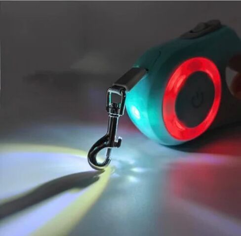 Dog Leash Retractable Dogs Leashes with Led Bright Flashlight Walking Leashes for Puppy Small Medium Dogs Leash One Handed Brake Free Movement One Button Disconnect and Lock (Purple) in Kuwait