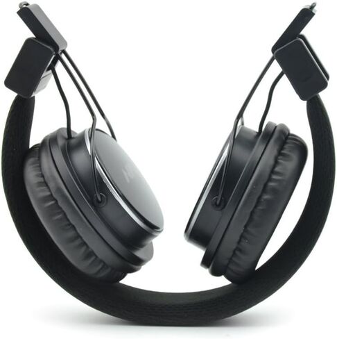 NIA Wireless Over Ear Headphones, Multifunctional Foldable Colorful Stereo Bass Bluetooth Headsets with 3.5mm Jack/Microphone/MP3 Player/FM Radio On-Ear Headset for Kids/Children/Phone/Tablets, Black in Saudi Arabia