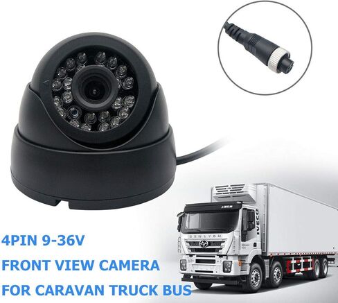 كاميرا رؤية أمامية من Universal MASO لسيارة حافلة شاحنة مقطورات قافلة تخييم ثقيل عكسي أسود 4 دبوس 9 فولت-36 فولت in Kuwait
