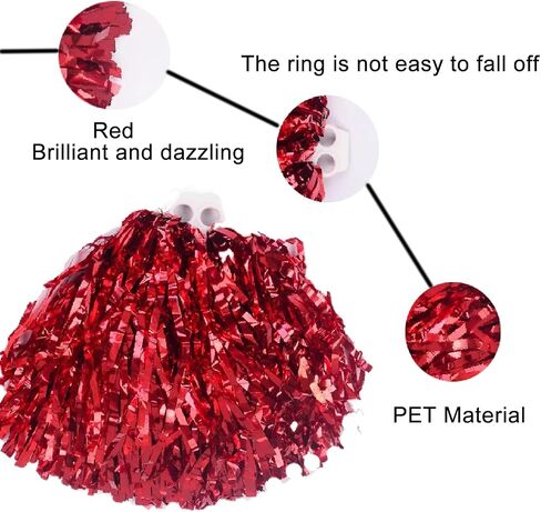 Gowhog Cheerleading Pom Poms 4Pcs Set, 2Pcs Pom Poms and 2Pcs Cheerleading Bracelets, Plastic Poms with Ring Handle for Kids Adults Team Sports Spirit Party Cheering Stage Performance Celebration in Saudi Arabia