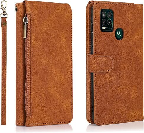 Wallet Case for Motorola Moto G Stylus 5G (2021) Case with Card Holder Luxury Vegan Leather Wrist Strap Magnetic Closure, Flip Kickstand and 8 Card Slots Protective Case (Brown) in Saudi Arabia