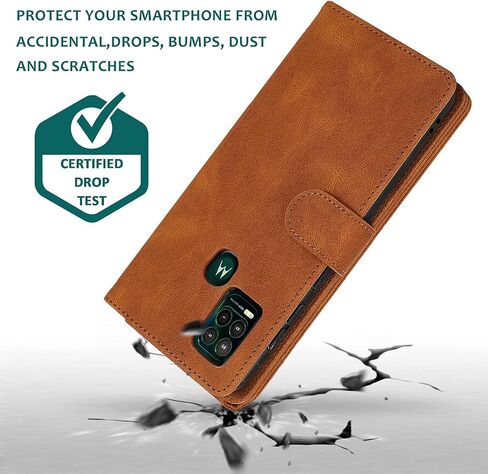 Wallet Case for Motorola Moto G Stylus 5G (2021) Case with Card Holder Luxury Vegan Leather Wrist Strap Magnetic Closure, Flip Kickstand and 8 Card Slots Protective Case (Brown) in Saudi Arabia