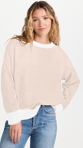 بلوفر نسائي كاجوال بأكمام طويلة ورقبة دائرية فضفاضة ومتماسكة in Kuwait