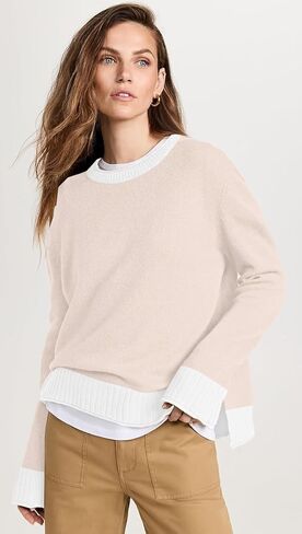 بلوفر نسائي كاجوال بأكمام طويلة ورقبة دائرية فضفاضة ومتماسكة in Kuwait