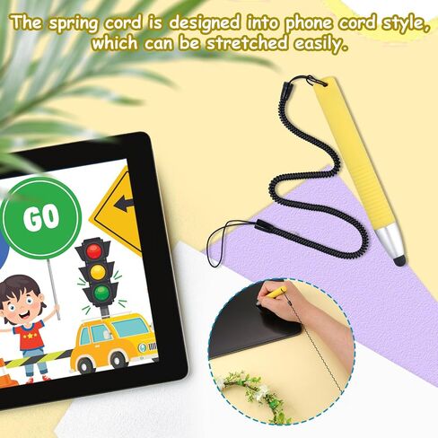Kid Stylus Pen for Touch Screens, Sensitive Capacitive Stylus Pen with Spring Cord, Children's Crayon Tablet Stylus Pen for Touch Screen Devices Smartphones Tablets (Green) in Saudi Arabia
