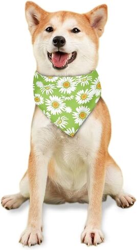 Jeiento Daisy Flower Bandana for Small Medium Large Dogs, Cat Dog Kerchief Dog Triangle Bibs Scarf for Girl,Puppy Kerchief Accessories in Kuwait