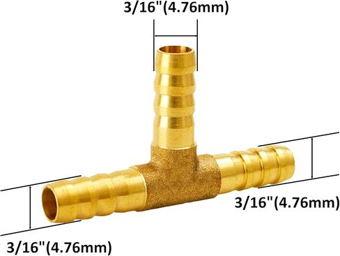 1/4 "النحاس بارب تي شيرت تركيبات T-شكل 3 طرق الاتحاد خرطوم بارب وصلة أنابيب مع 3 قطعة ماسورة من الفولاذ المقاوم للصدأ المشبك للمياه/الوقود/الهواء in Kuwait
