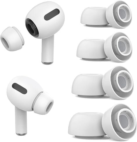 4 Pairs Replacement Ear Tips for Airpods Pro - YOUDU Non-Slip Silicone Ear Buds for Airpods Pro 2nd Generation with Noise Reduction Hole & Built-in dust Guard Screen (XS/S/M/L) White in Kuwait
