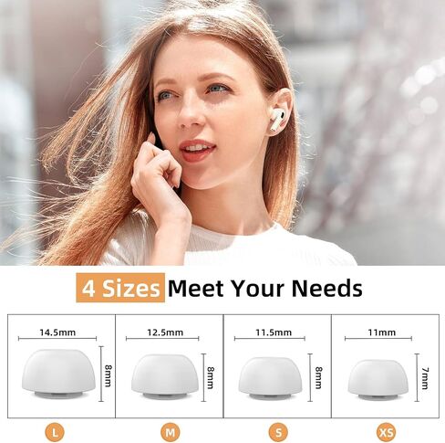 4 Pairs Replacement Ear Tips for Airpods Pro - YOUDU Non-Slip Silicone Ear Buds for Airpods Pro 2nd Generation with Noise Reduction Hole & Built-in dust Guard Screen (XS/S/M/L) White in Kuwait