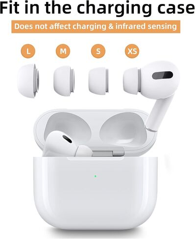 4 Pairs Replacement Ear Tips for Airpods Pro - YOUDU Non-Slip Silicone Ear Buds for Airpods Pro 2nd Generation with Noise Reduction Hole & Built-in dust Guard Screen (XS/S/M/L) White in Kuwait
