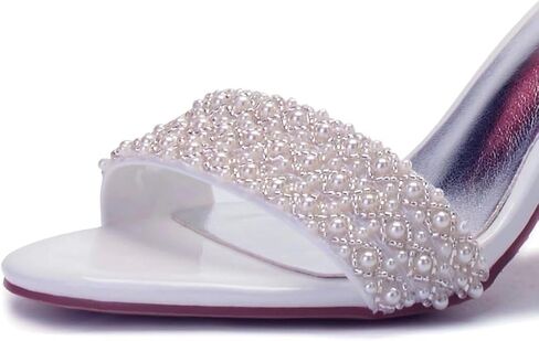 Block Heels Pearls Wedding Sandals Open Toe Ankle Strap Evening Party Summer Shoes in Saudi Arabia