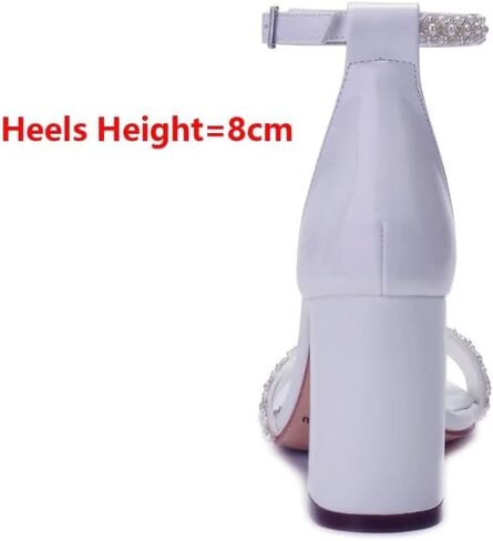 Block Heels Pearls Wedding Sandals Open Toe Ankle Strap Evening Party Summer Shoes in Saudi Arabia