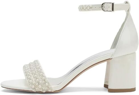 Block Heels Pearls Wedding Sandals Open Toe Ankle Strap Evening Party Summer Shoes in Kuwait