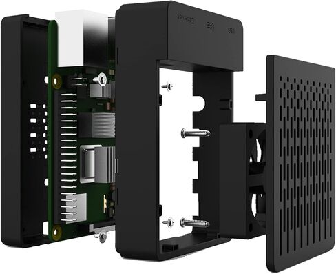 حافظة Raspberry Pi 4 مع مروحة، ومصدر طاقة USB-C 5V 4.0A، وكابل Micro HDMI بطول 1.5 متر، ومحول HDMI إلى Micro HDMI، و4 أحواض حرارة من الألومنيوم، وقارئ بطاقة USB لـ Raspberry Pi 4 in Kuwait