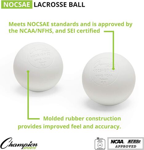 Champion Sports Lacrosse Balls: Official Size Sporting Goods Equipment for Professional, College & Grade School Games, Practices & Recreation - NCAA, NFHS and SEI Certified - Pack of 12 - Yellow in Kuwait