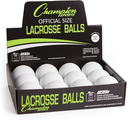 Champion Sports Lacrosse Balls: Official Size Sporting Goods Equipment for Professional, College & Grade School Games, Practices & Recreation - NCAA, NFHS and SEI Certified - Pack of 12 - Yellow in Kuwait