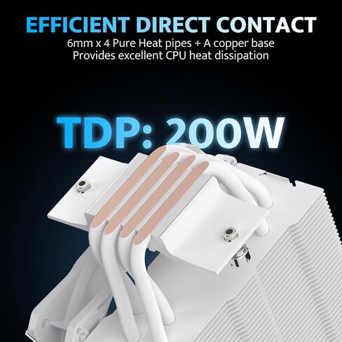 darkFlash Z4Pro Mist CPU Cooler، 120mm Single-Tower، TDP 200W، 4 × Ф6mm Heatpipes، ARGB PWM PC Fans، CPU Air Cooler متوافق مع Intel LGA115x / 12xx / 17xx؛ ايه ام دي AM4/AM5، ارتفاع 155 ملم (أسود) in Kuwait