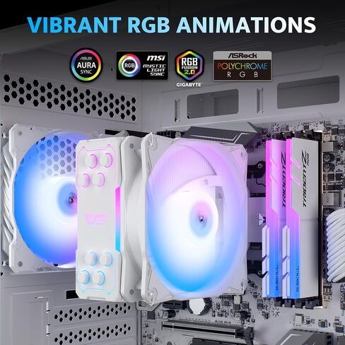 darkFlash Z4Pro Mist CPU Cooler، 120mm Single-Tower، TDP 200W، 4 × Ф6mm Heatpipes، ARGB PWM PC Fans، CPU Air Cooler متوافق مع Intel LGA115x / 12xx / 17xx؛ ايه ام دي AM4/AM5، ارتفاع 155 ملم (أسود) in Kuwait