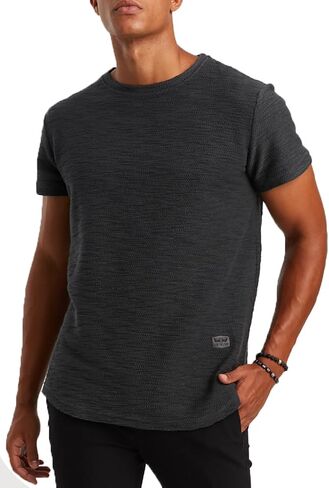 Leif Nelson Mens Oversize Slim Fit Crewneck Cotton T shirt Short Sleeve Classic Stylish Skin Friendly Tee in Kuwait