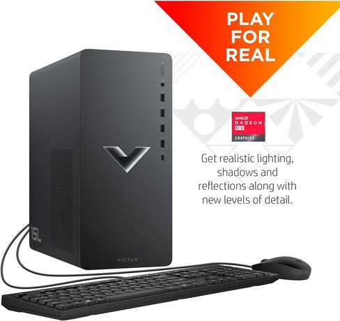 كمبيوتر HP 2024 الأحدث Victus Gaming Desktop، معالج AMD Ryzen 5-5600G، ذاكرة الوصول العشوائي 64 جيجابايت، 1 تيرابايت SSD، رسومات AMD Radeon RX 6400، Wi-Fi 6، بلوتوث، HDMI، Windows 11 Home، مع ماوس in Saudi Arabia
