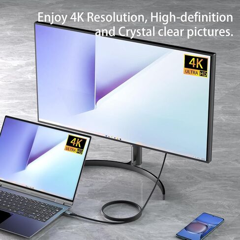 كابل USB C إلى HDMI للمكتب المنزلي بطول 6 أقدام (4K@60 هرتز)، كابل USB من النوع C إلى HDMI، Thunderbolt 4/3 متوافق مع iPhone 15 Pro/Max، MacBook Pro/Air 2023، iPad Pro، Surface Book 2، Galaxy S23 in Saudi Arabia