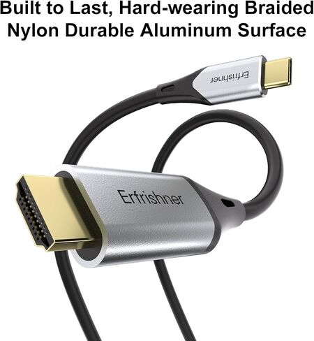 كابل USB C إلى HDMI للمكتب المنزلي بطول 6 أقدام (4K@60 هرتز)، كابل USB من النوع C إلى HDMI، Thunderbolt 4/3 متوافق مع iPhone 15 Pro/Max، MacBook Pro/Air 2023، iPad Pro، Surface Book 2، Galaxy S23 in Saudi Arabia